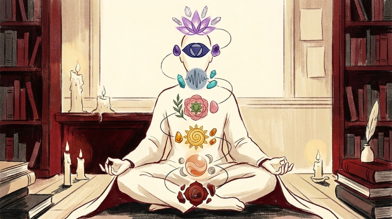Editorial illustration accompanying the article on The seven chakras, explained