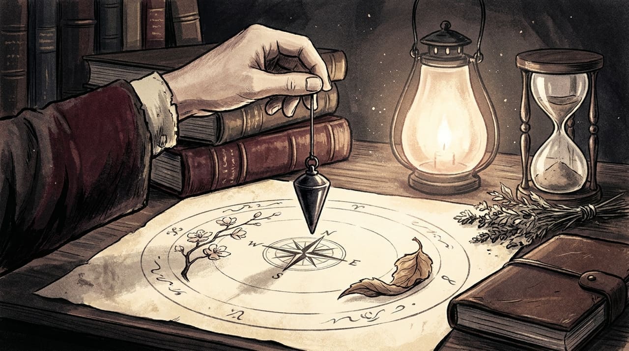 Editorial illustration accompanying the article on How to use a pendulum