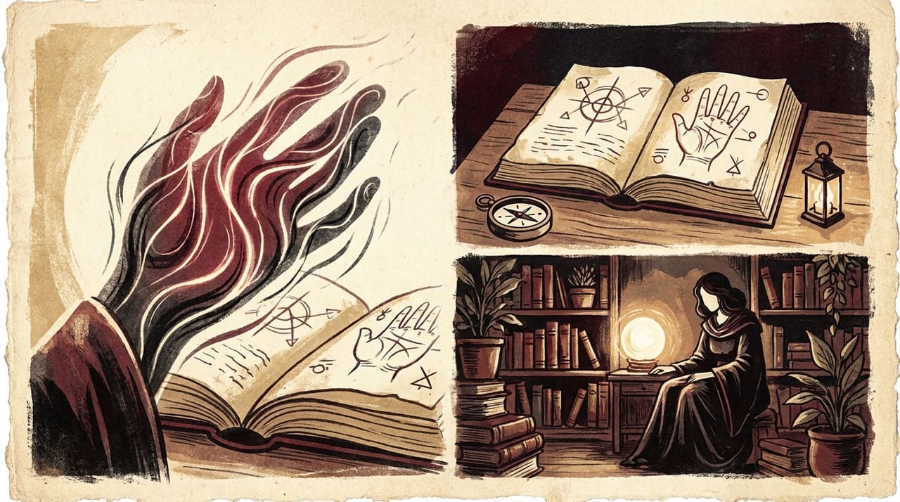 Editorial illustration accompanying the article on Palmistry basics: reading the hand