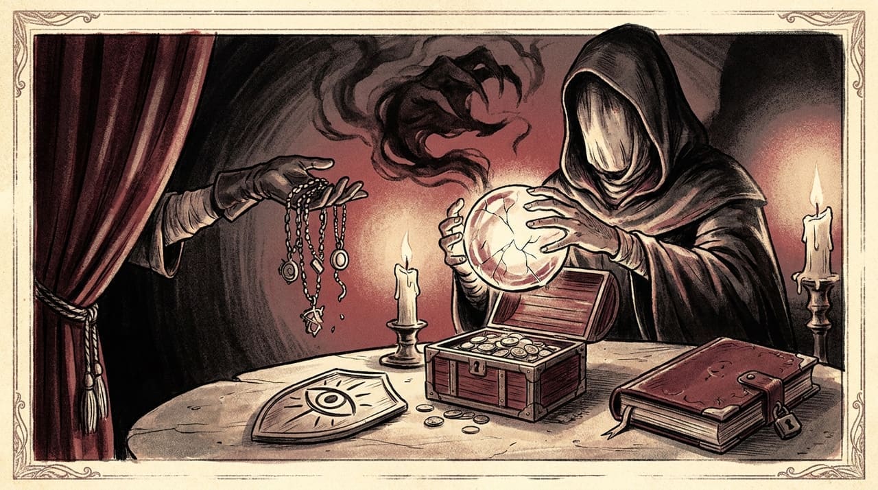 Editorial illustration accompanying the article on How to spot a psychic scam