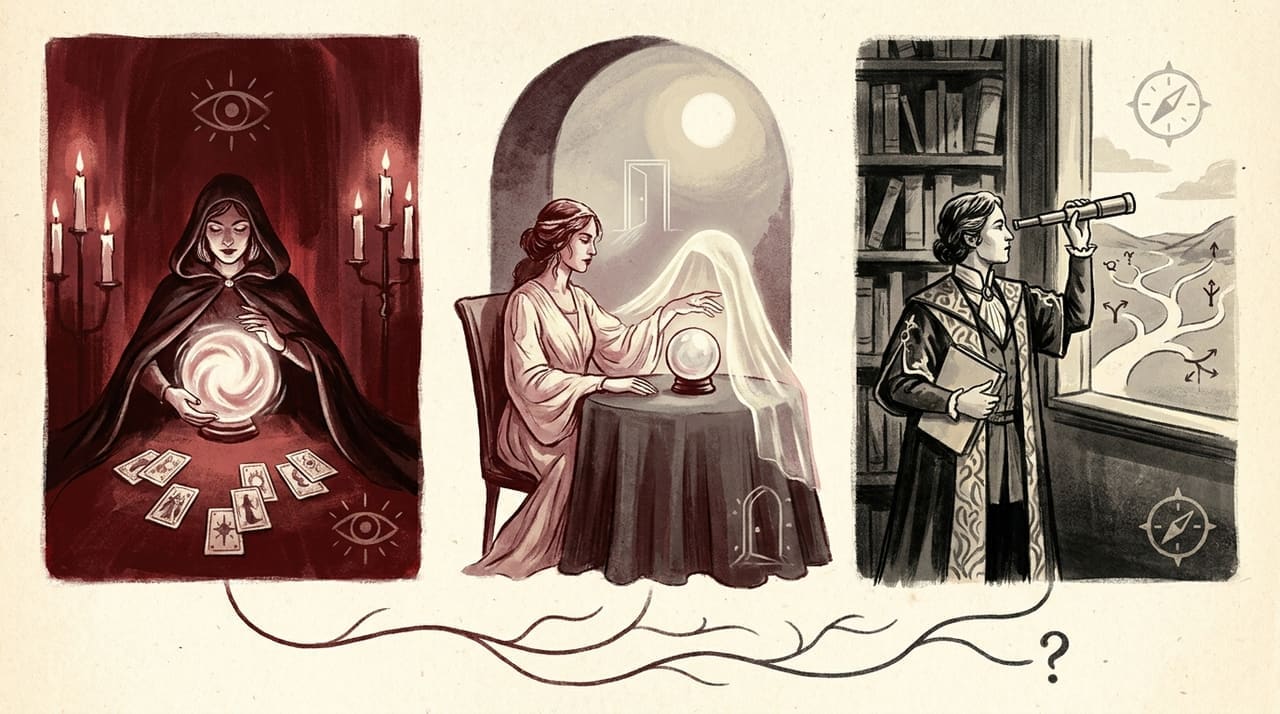Editorial illustration accompanying the article on Psychic, medium or clairvoyant: what's the difference?