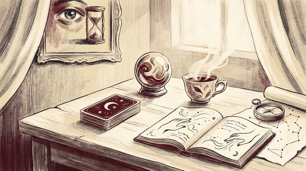 Editorial illustration accompanying the article on The main types of psychic reading