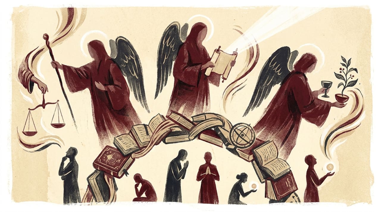Editorial illustration accompanying the article on The archangels and how people work with them