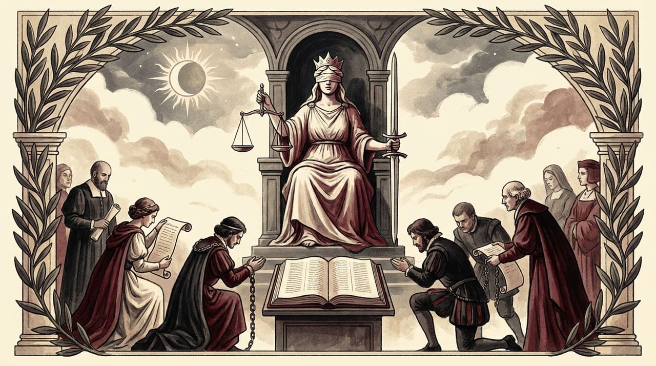 Illustration of the Justice tarot card