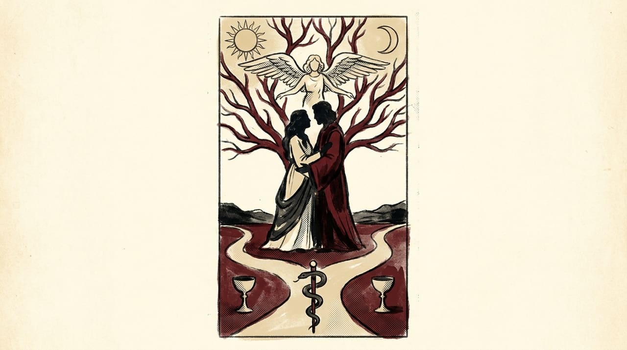 Illustration of the The Lovers tarot card