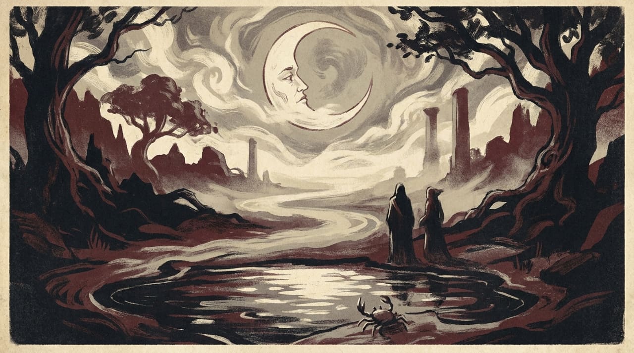 Illustration of the The Moon tarot card