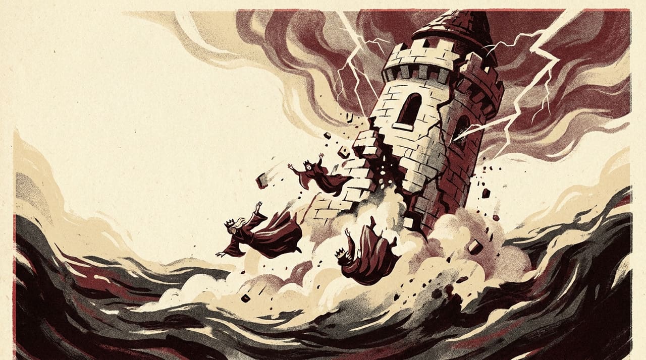 Illustration of the The Tower tarot card