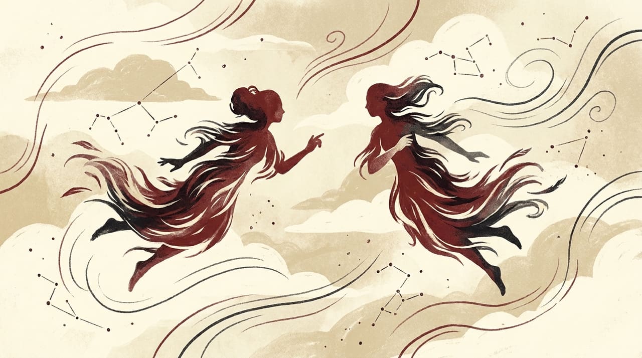 Illustration evoking the zodiac sign Gemini